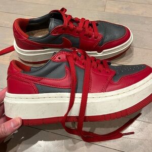 Red and grey Nike air Jordan’s size 7